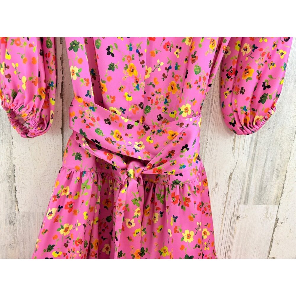 Ann Mashburn Sz S Isla Maxi Dress Pink Floral Charmeuse EUC - Picture 5 of 16